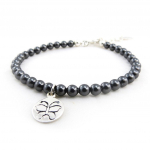 Les Tr&eacute;sors De Lily [J3884] - Bracelet Argent 'Mineralia' h&eacute;matite papillon hall