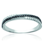 Bague Argent 'Scarlett' noir blanc argent&eacute; (rhodi&eacute;) - 3 mm 50 must