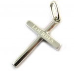 Altesse [N3336] - Pendentif argent 'Croix' argent&eacute; rhodi&eacute; (Lourdes) - 22x14 mm h&otilde;be