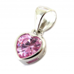 Les Tr&eacute;sors De Lily [N5351] - Pendentif Argent 'Coeur Cristal' rose - 12x12 mm h&otilde;be