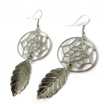 Les Tr&eacute;sors De Lily [N8306] - Boucles Cr&eacute;ateur 'Navajos' argent&eacute; (dreamcatcher) h&otilde;be