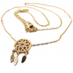 Les Tr&eacute;sors De Lily [P8109] - Collier acier 'Boho' dor&eacute; ros&eacute; (dreamcatcher) - 12x12 mm Heleroosa