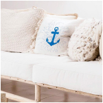 Les Tr&eacute;sors De Lily [Q4334] - puuvillane padjakate 'Monde Marin' beež sinine (mereankur) - 40x40 cm beež