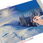 Teemanttikandid maastik lumi t&auml;ispuurimisring 5D DIY teemantmaaling talv 20X30CM