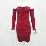 S&uuml;gistalvine sidemega kleit naistele Seksikas &otilde;lgadest eemal pikkade varrukatega &otilde;huke elastne Bodycon pidu must valge kollane punane kohviarmee roheline SML M armee roheline v&auml;rv