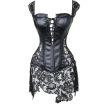 Seksikas naistepesu, nahast ja pitsist burlesque Steampunk korsettkleit, v&ouml;&ouml;koht, rinnat&uuml;kk, suurem suurus. XXXXL must