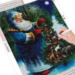 DIY teemantmaaling J&otilde;uluvana t&auml;isruudukujuline &uuml;mmargune teemanttikandid j&otilde;ulumosaiik multikas uusaasta kingitus Full Round (20X30CM)