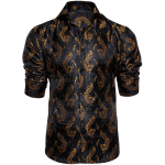 Paisley s&auml;rk meestele Veinipunane Sinine Roheline Hall Paisley S&auml;rk Siidist pikkade varrukatega s&auml;rk &Auml;rip&auml;evas&auml;rgid XXL must