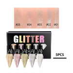 5 v&auml;rvi/pakendis Glitter vedela silmapliiatsi komplekt, Diamond Shining veekindel kauap&uuml;siv v&auml;rviline lauv&auml;rv, metallik vedel silmalainer pliiats