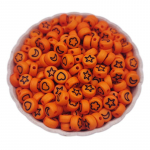 50 tk 7 mm armsad kommid, v&auml;rvilised t&auml;hed, kuu tr&uuml;kitud akr&uuml;&uuml;lhelmed, pinnasega segatud lamedad lahtised helmed ehete valmistamiseks ise oranž