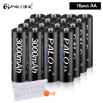 PALO 2a AA laetav aku AA NiMH 1,2 V 3000 mAh Aa Laetavad akud kaugjuhtimispuldi m&auml;ngukaamera jaoks 1,2 V Aa aku 16pcs