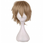 Danganronpa Byakuya Togami Cosplay tumeblond parukas pruun l&uuml;hike parukas Dangan Ronpa Byakuya silmaprillid s&uuml;nteetilised juuksed parukakorgiga parkkoor
