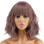 MERISIHAIR l&uuml;hikesed lainelised parukad mustanahalistele naistele afroameerika s&uuml;nteetilisest roosast juustest lillad parukad tukkidega kuumakindel Cosplay parukas 12inches