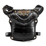Johnature Punk Skeleton Locomotive Black Bag Fashion Rivet Moto & Biker &Otilde;la- ja Crossbody kotid v&auml;listingimustes kasutamiseks m&otilde;eldud v&ouml;&ouml;kott must