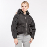 Naiste talvejoped L&uuml;hikesed armsad puuvillased polsterdatud mantlid, soojad kapuutsid, lahtised polsterdatud parkad XL must