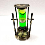 Vanaaegne p&ouml;&ouml;rlev roheline vedel valge liiv taimer 9-tolline antiikne massiiv messingist laeva meres&otilde;idukell koos kompassiga