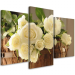 Kolmeosalise pildiga l&otilde;uenditr&uuml;kk White Roses 60x40 beež