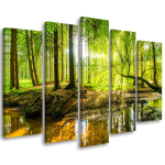 Viieosaline pildil&otilde;uenditr&uuml;kk Forest Lake Nature 100x70 roheline