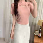 Tugev v&auml;ljal&otilde;igatud kootud pluus Topid Kevadsuvi Mood Naiste S&auml;rk L&uuml;hikeste varrukatega &Otilde;huke vabaaja kontoripluusid Riided Blusas 25248 One Size roosa