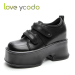 Love Ycodo nahast naiste vabaajajalatsid &uuml;lipaksud 8 cm lihtsad mugavad kevad- ja s&uuml;gisjalatsid 33 must