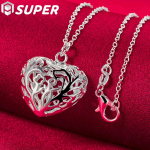 925 Sterling h&otilde;bedane &otilde;&otilde;nes armastuse pall 18-20 tolli keti ripatsiga kaelakee ehted 45cm