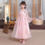 T&uuml;druk Hanfu iidne kost&uuml;&uuml;m lapsed Hiina stiilis v&auml;ikese t&uuml;druku kleit Tang kleit printsessi seelik rahvariided lapsed S