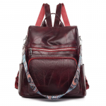 Naiste vabaaja Pu-nahast seljakott Vintage reisiseljakott burgundiapunane