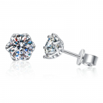 Bague Ringen S925 Sterling H&otilde;be Komplekt 0.5ct/1ct/2ct Moissaniidiga K&otilde;rvar&otilde;ngad Kuus K&uuml;&uuml;nt Roosilehed &Uuml;ksik Teemant K&otilde;rvar&otilde;ngad Naiste 0.5ct