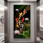 Moodne loomal&otilde;uendimaaling Abstraktsed ujuva kala plakatid ja tr&uuml;kised Cuadrose seinakunsti pilt elutoa sisekujunduseks 20cm&times;40cm NoFrame