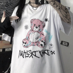 Kawaii naiste T-s&auml;rk Streetwear Y2k Tops Little Bear Goth Printing Naiste T-s&auml;rk Unisex l&uuml;hikeste varrukatega anime Suurem&otilde;&otilde;tmeline T-s&auml;rk XS must