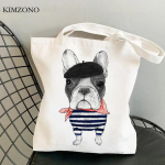 Prantsuse buldogi ostukott puuvillane bolsa ostukott bolsas de tela kott kott cabas bolsas taaskasutatavad v&otilde;rguhaarats 24*26cm