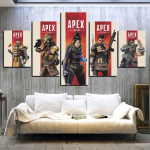 Gamer Wall Art 5 Panel Apex Legends M&auml;ng Modulaarne l&otilde;uend Plakatid Pildid HD Prindid Maalid Kodukaunistus Elutoa kaunistamine 20x35cm*2 20x45cm*2 20x55cm*1