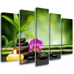 Viieosalise pildiga l&otilde;uendiprint Orchid Bamboo Stones 100x70 roheline