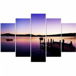 Viieosalise pildiga l&otilde;uenditr&uuml;kk Bridge Sunset Purple 100x70 lilla
