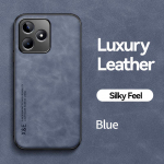 KEYSION luksuslik nahast &uuml;mbris Realme C53 C55 pehme silikoon+PC pehme p&otilde;rutuskindel telefoni tagakaas OPPO A7 A12 A5S jaoks for Realme C53 sinine