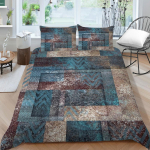 3D pere voodipesu, &uuml;heinimesevoodi t&auml;issuuruses vintage graafilise tr&uuml;kiga voodipesu geomeetrilise mustriga padjap&uuml;&uuml;r ja tekikate pestav kodukaunistus UK Single 135x200cm