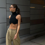 Y2k must Knitting Turtleneck Crop Top Naiste Seksikas Ebaregulaarsus K&otilde;hn Elastsus Tank Top Moeklubi Top T&auml;navar&otilde;ivad S must