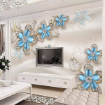 Dekoratiivsed seinamaalingud 3D Sinine Teemant Lill Moodne seinamaaling Fototapeet elutoa Diivanile TV Taust Seinapaberid Kodukaunistus 200 cm(W) x 140 cm(H)