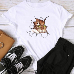 (Aasia suurus) Prindi Graafiline Tee Cat Sweet Trend 90s Style Armas naiste naiste suvine topp Naiste T-r&otilde;ivad Vabaaja mood l&uuml;hikeste varrukatega T-s&auml;rk S