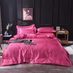 Mulberry siidist voodipesukomplekt koos tekikattega, paigaldatud / lame voodilina padjap&uuml;&uuml;r Luksuslik satiinist voodilina &uuml;hev&auml;rviline King Queen Twin Size 4 pcs roosa
