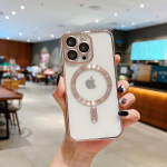 iPhone 15 14 Pro Max Luxury Magsafe magnetplaadi raamiga l&auml;bipaistev telefoni&uuml;mbris iPhone X XS 11 12 13 14 Plus kaitsekaanele iPhone 7/8 must