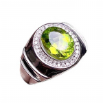 SACE GEMS 8*10MM Peridoot meess&otilde;rmus 925 Sterling h&otilde;be peened ehted pulmakihlus p&uuml;hadekingitus Open roheline