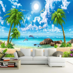 Kohandatud 3D-tapeet Kaunis Palm Beachi mere&auml;&auml;rne maastik Seinapaberid Elutoa teler Diivan Magamistoa Taust Seina 3D Seinamaalingud 200 cm(W) x 140 cm(H)