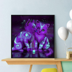 5D Teemantmaaling Kaks musta kassi Teemanttikandid T&auml;ielik Anime Ristpistekomplektid Kodukaunistus K&auml;sitsi valmistatud kingitus Round 30x30cm