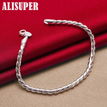 925 Sterling h&otilde;be 4mm Snake Chain kruviga k&auml;ev&otilde;ru ehted 20cm