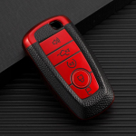 Nahast 5 nupuga TPU auto kaugjuhtimispuldi v&otilde;tmekohver Ford Fusion Mustang F-150 F-250 F-350 F-450 F-550 2017 - 2020 kate V&otilde;tmeta tarvikud Key Case punane