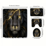 4 tk Luxury Lion Print du&scaron;ikardinakomplektid, veekindlad vannitoa jaoks Libisemiskindlad Vannitoavaibad kaas WC-kate Vannimatt Vannitoakomplekt 4Pcs