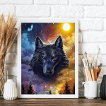 5D DIY Teemantmaali Hundi ja Kuu ristpiste komplekt Mosaiik Teemanttikandid Roos T&auml;is&uuml;mmargune/ruudukujuline puur Kodukaunistus Round 30x40cm