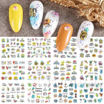 12 stiilis Nail Art Water Transfer Kleebis Inglise Abstract Image Transfer Slider Decoration