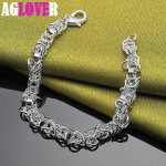 925 Sterling h&otilde;bedast kaubam&auml;rgi disain v&otilde;luketi k&auml;ev&otilde;ru ehted 20cm